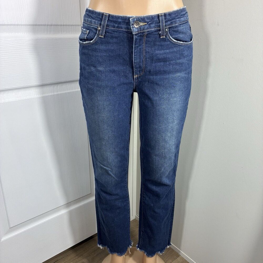 Paige Jeans Women's Sz 29 Mid Rise Jacqueline Straight Wave raw hem stretch